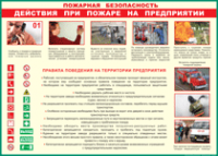 Таблица "Действия при пожаре на предприятии" (100х140 сантиметров, винил) - fgospostavki.ru - Донецк