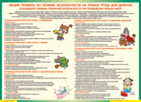 Таблица "Правила безопасности на уроках труда для девочек" (100х140 сантиметров, винил) - fgospostavki.ru - Донецк