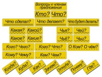 Набор магнитных карточек "Вопросы к членам предложения" (фон жёлтый) - fgospostavki.ru - Донецк