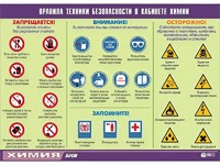 Таблица демонстрационная "Правила техники безопасности в кабинете химии" (винил 100х140) - fgospostavki.ru - Донецк