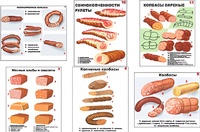 Плакаты ПРОФТЕХ "Ассортимент колбасной и мясной продукции" (11 пл, винил, 70х100) - fgospostavki.ru - Донецк
