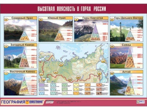 Таблица демонстрационная "Высотная поясность в горах России" (винил 70*100) - fgospostavki.ru - Донецк
