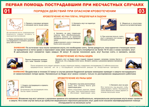 Таблица "Порядок действий при опасном кровотечении" (100х140 сантиметров, винил) - fgospostavki.ru - Донецк