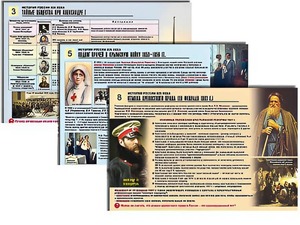 Комплект таблиц по истории "История России XIX в." раздаточные (цветные, ламинированные, А4, 10 штук) - fgospostavki.ru - Донецк