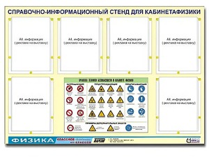 Стенд информационный "Правила техники безопасности в кабинете физики" (80х110, 6 карманов) - fgospostavki.ru - Донецк