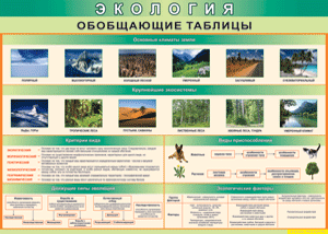 Таблица "Экология. Обобщающие таблицы" (100х140 сантиметров, винил) - fgospostavki.ru - Донецк