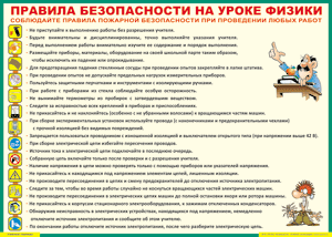Таблица "Правила безопасности на уроке физики" (100х140 сантиметров, винил) - fgospostavki.ru - Донецк