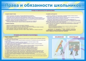 Стенд "Права и обязанности школьников" - fgospostavki.ru - Донецк
