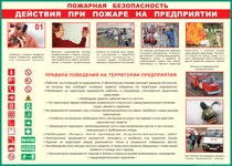 Таблица "Действия при пожаре на предприятии" (100х140 сантиметров, винил) - fgospostavki.ru - Донецк