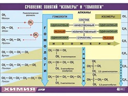 Таблица демонстрационная "Сравнение понятий изомер и гомолог" (винил 70x100) - fgospostavki.ru - Донецк