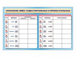 Фрагмент (демонстрационный) маркерный (двухсторонний) "Склонение имен существительных и прилагательных" - fgospostavki.ru - Донецк